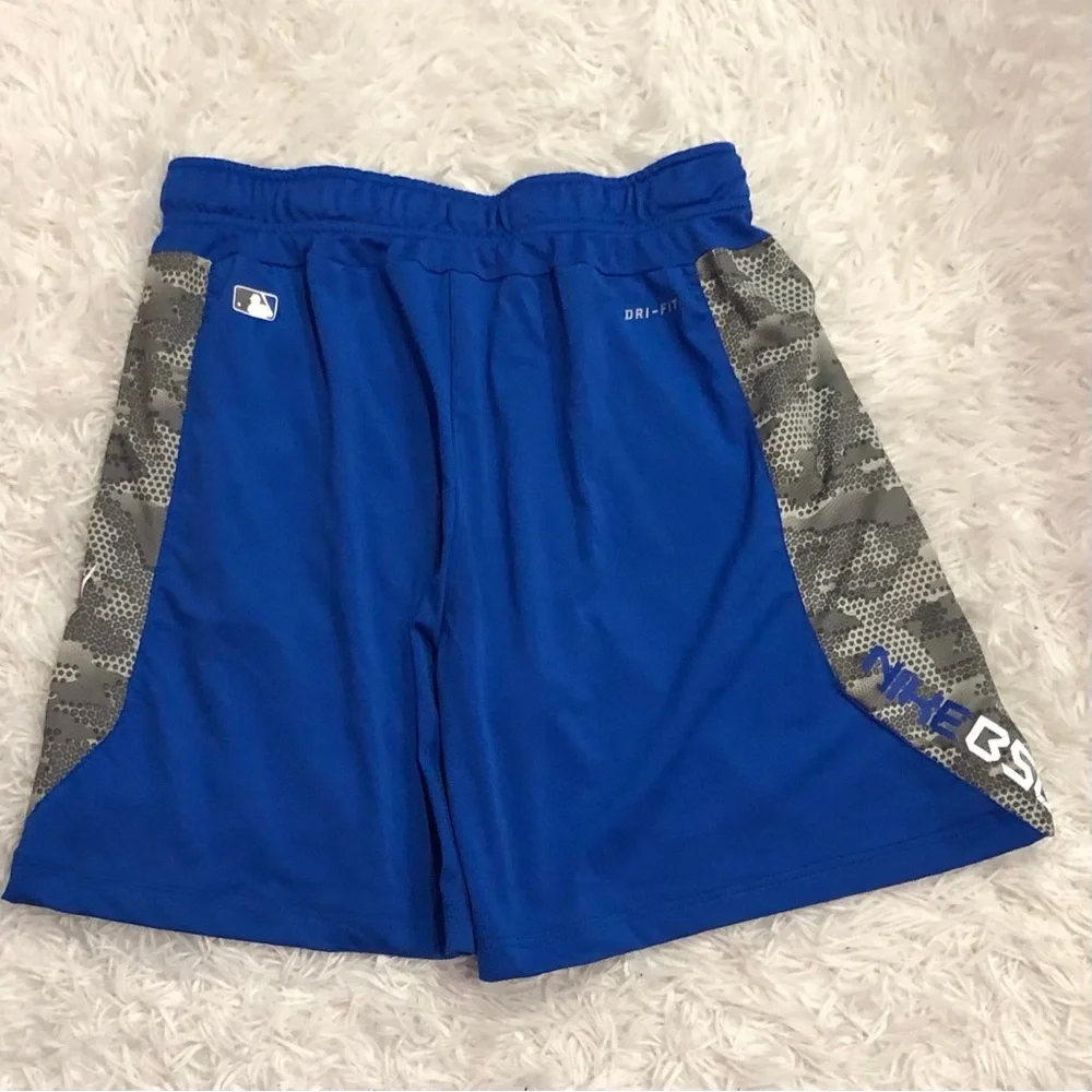 Nike Dri Fit MLB baseball Fly Performance Shorts Grey Blue‎ Large